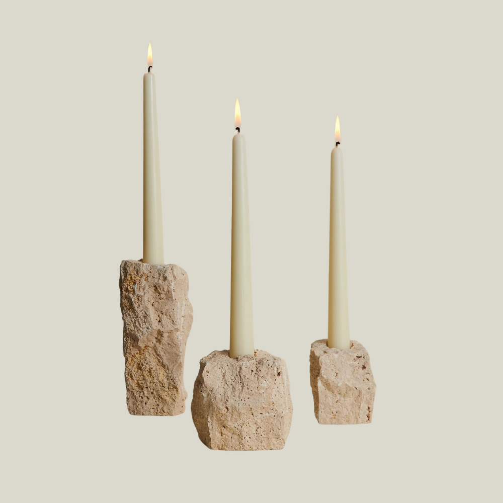 Travertine Raw Candle Holder
