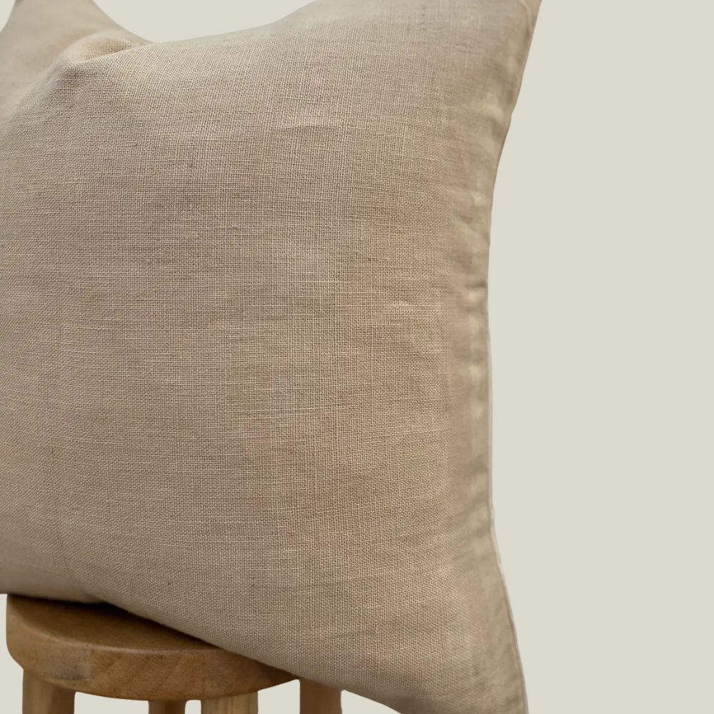Cream Linen Pillow - 22"x22"