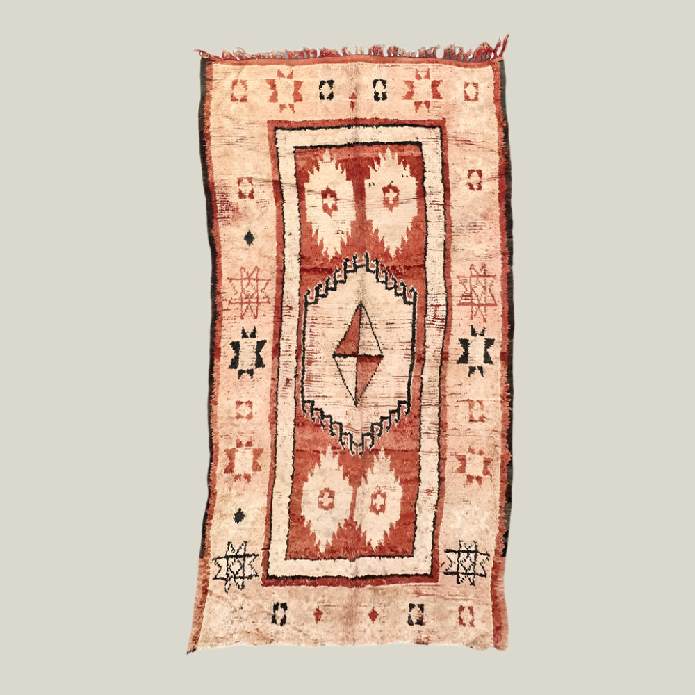 Vintage Moroccan Red + Neutrals Rug - 5' 5" x 10" x 6"