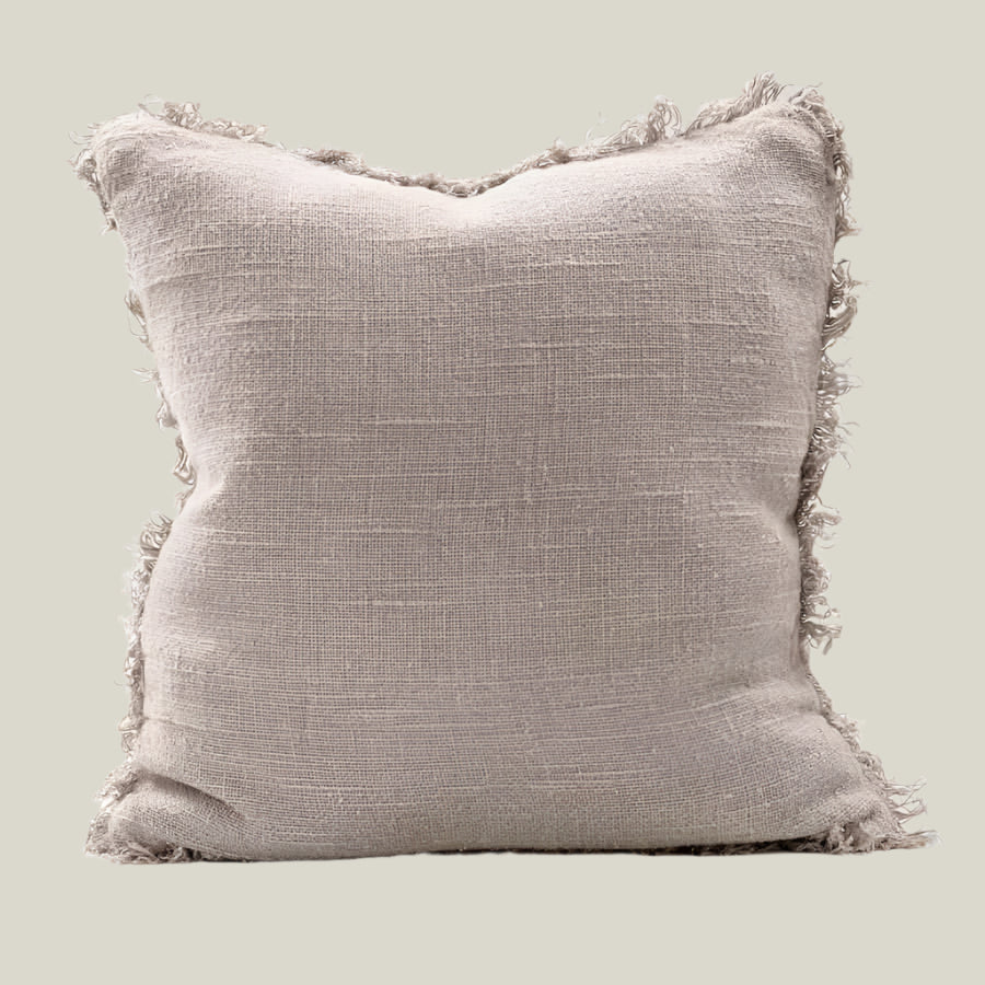 Square Linen Bedouin Pillow with Fringe