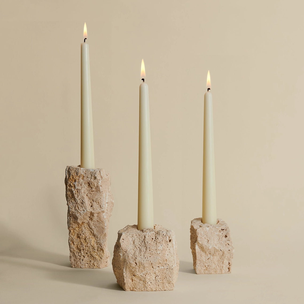 Travertine Raw Candle Holder