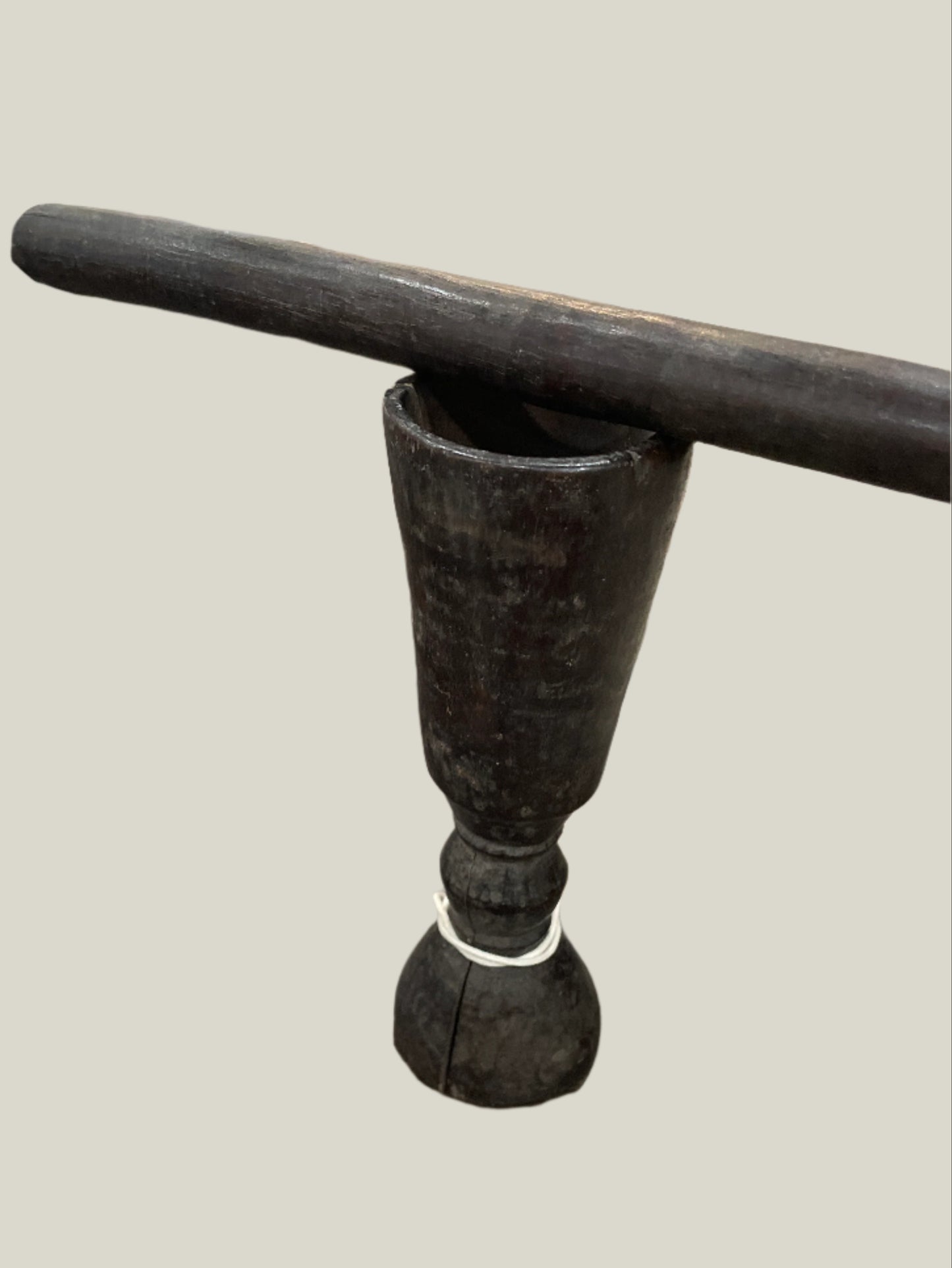Wood Antique Mortar + Pestle