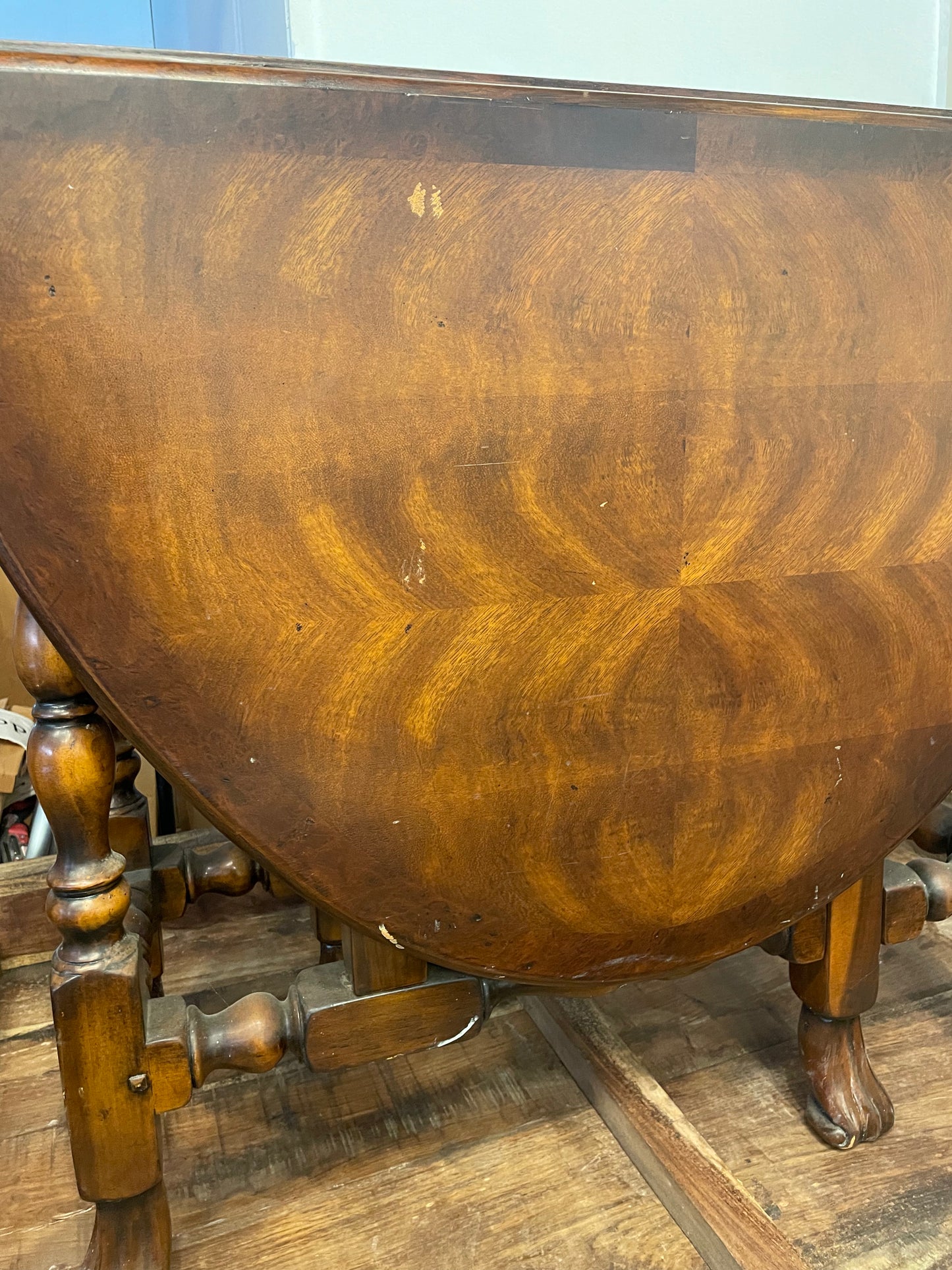 Vintage Oval Walnut Drop Leaf Table