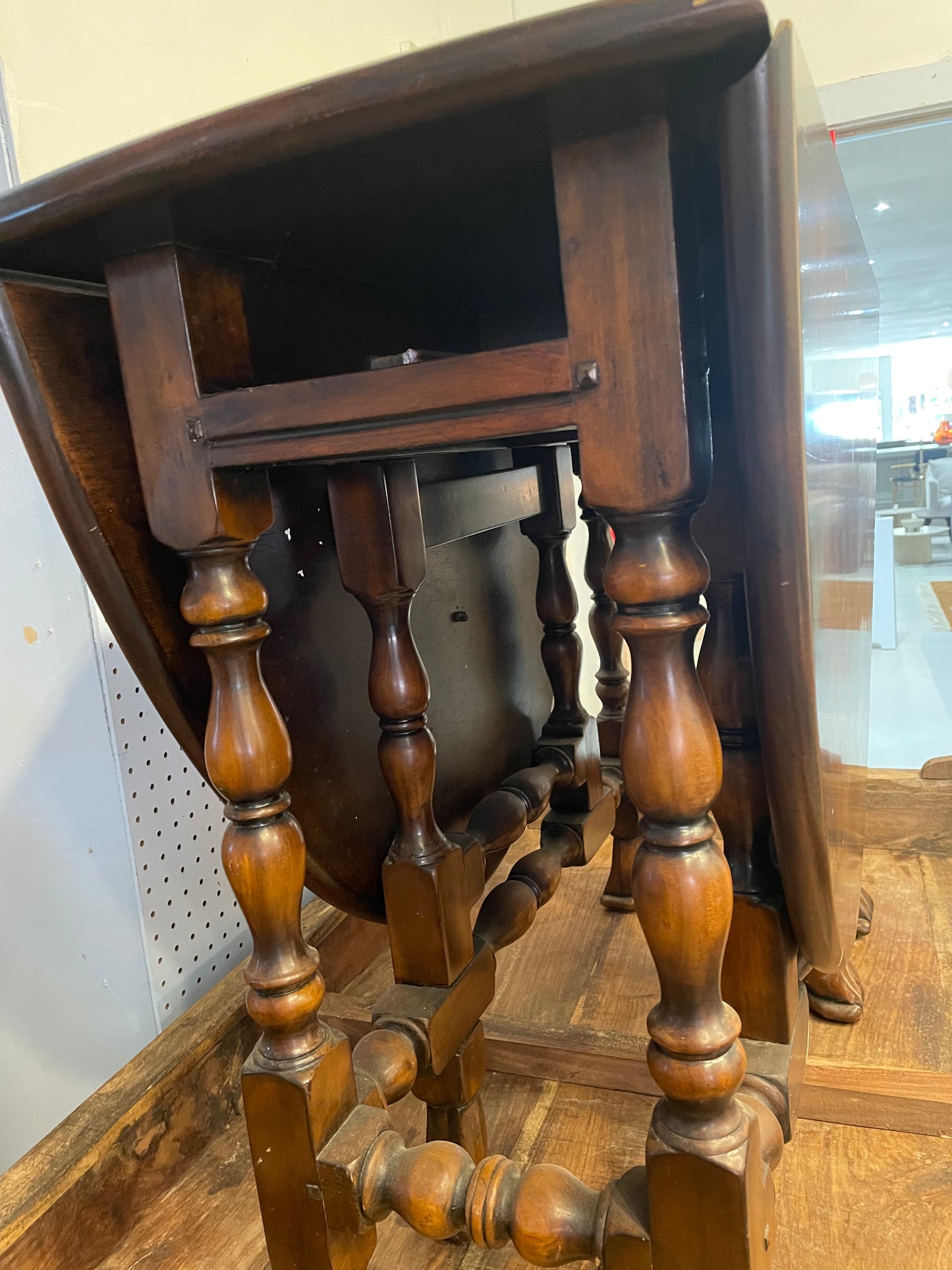 Vintage Oval Walnut Drop Leaf Table