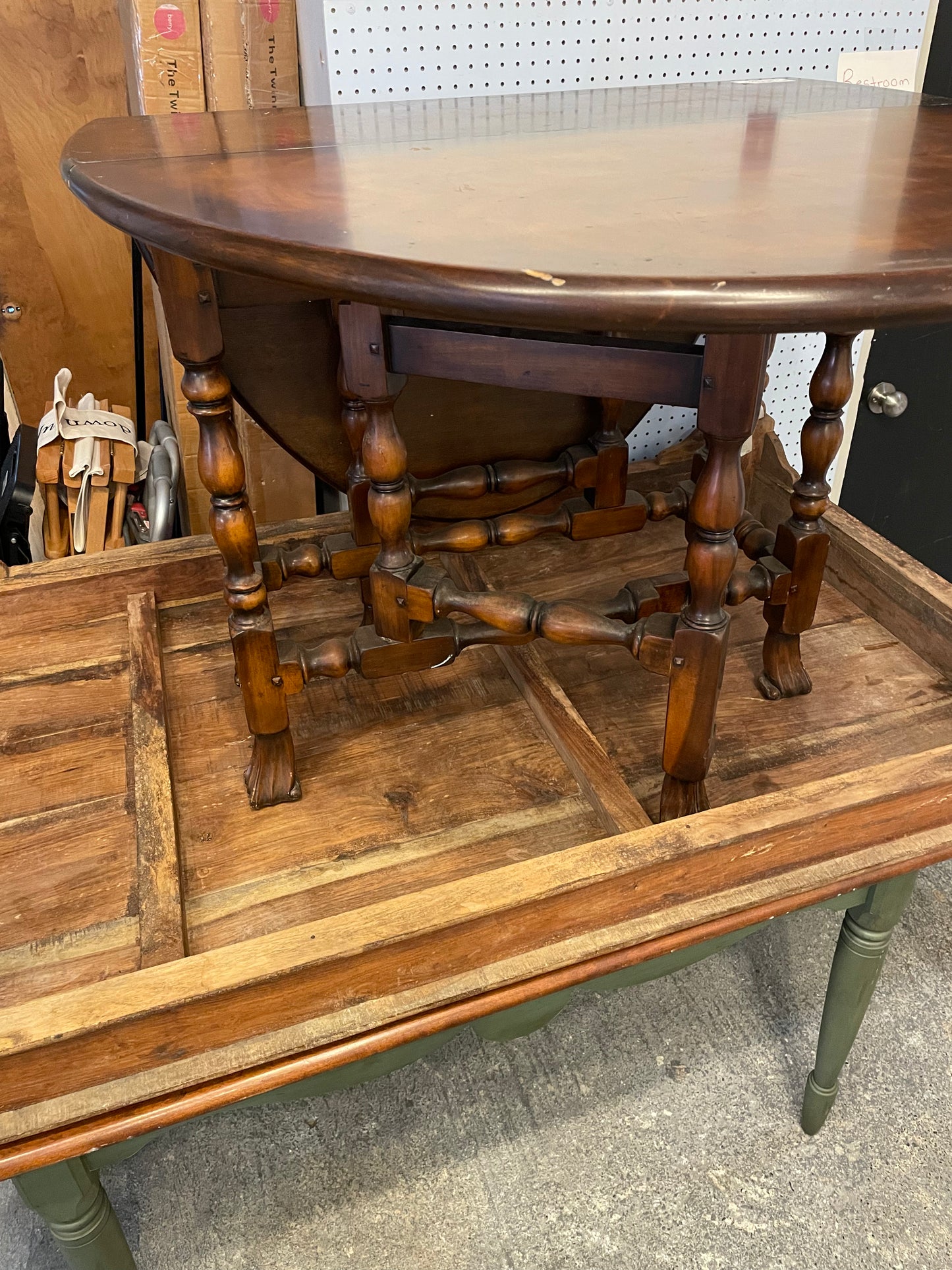Vintage Oval Walnut Drop Leaf Table