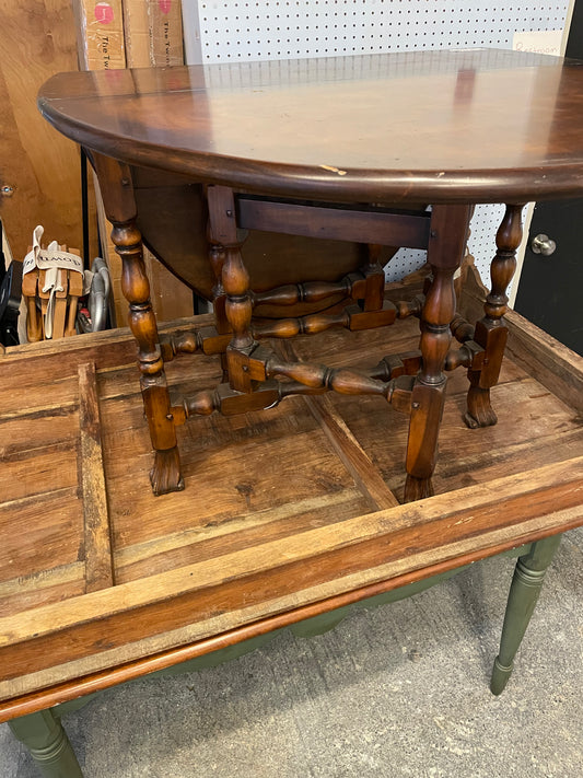 Vintage Oval Walnut Drop Leaf Table