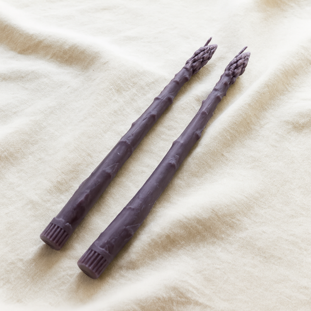 Purple Asparagus Beeswax Taper Candles