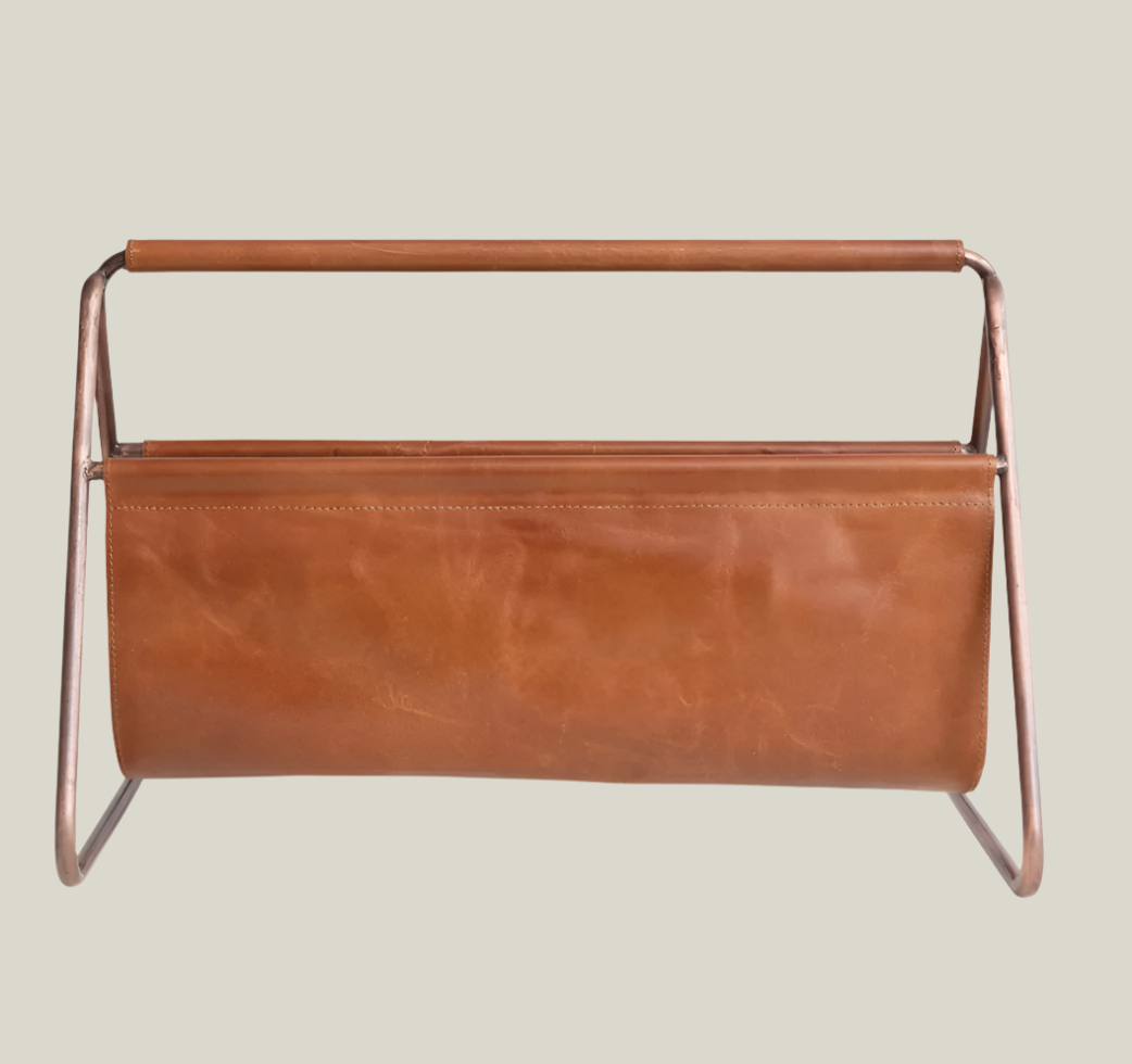 Metal and Leather Log Holder