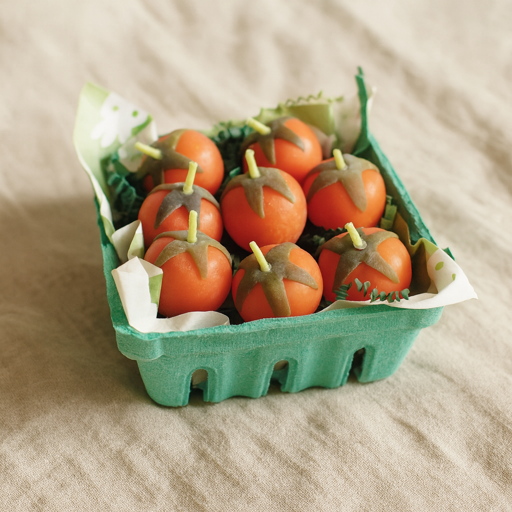 Orange Cherry Tomato Beeswax Birthday Candles