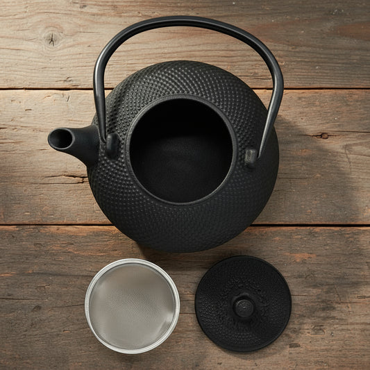 Black Hobnail Cast Iron Teapot