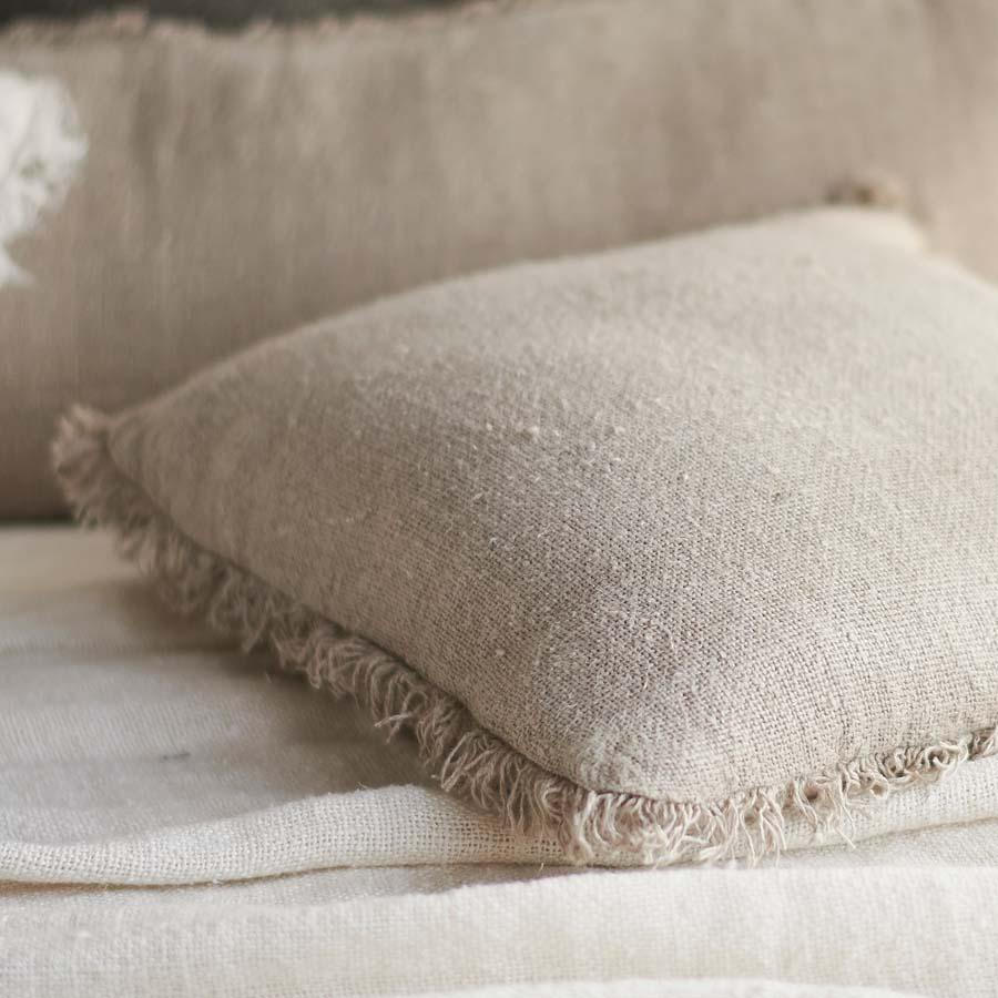 Square Linen Bedouin Pillow with Fringe