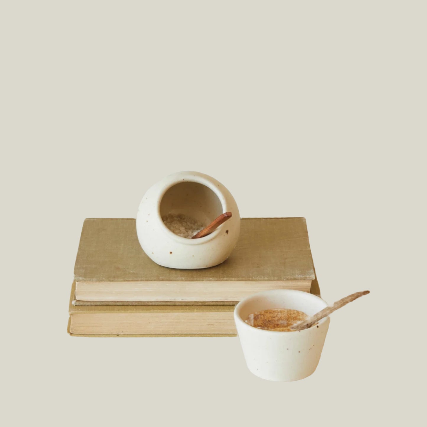 Stoneware Bowl with Wooden Spoon