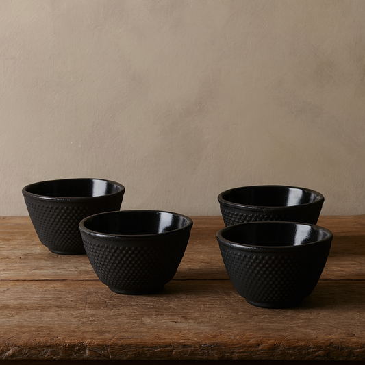 Black Hobnail Cast Iron Teacup