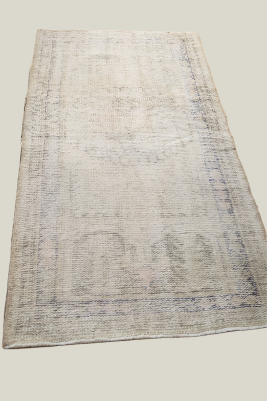 Cream Vintage Oushak Runner - 2'6" x 4'10"