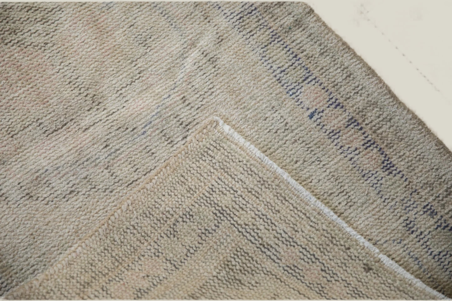 Cream Vintage Oushak Runner - 2'6" x 4'10"