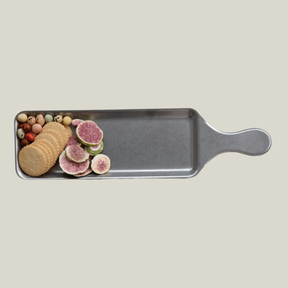 Brushed Pewter Handled Serving Tray
