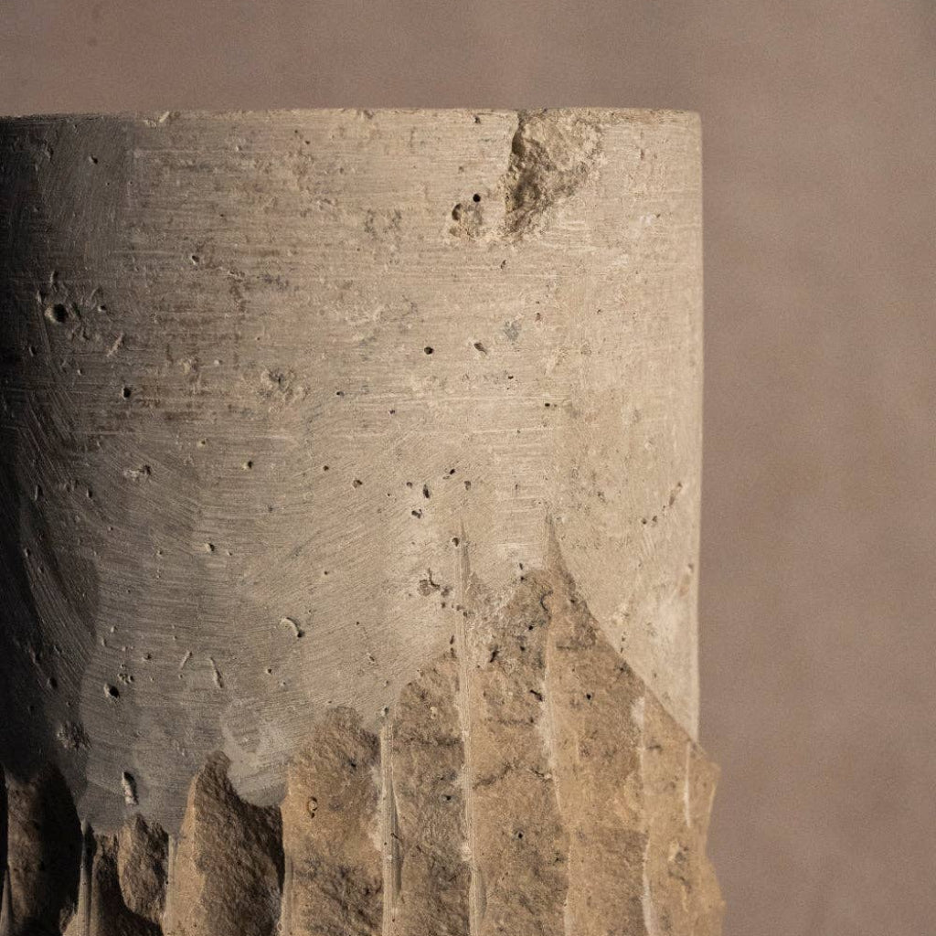 Raw-Cut Organic Travertine Vase