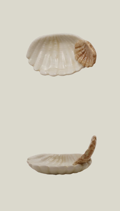 Stoneware Shell Dish with Handle