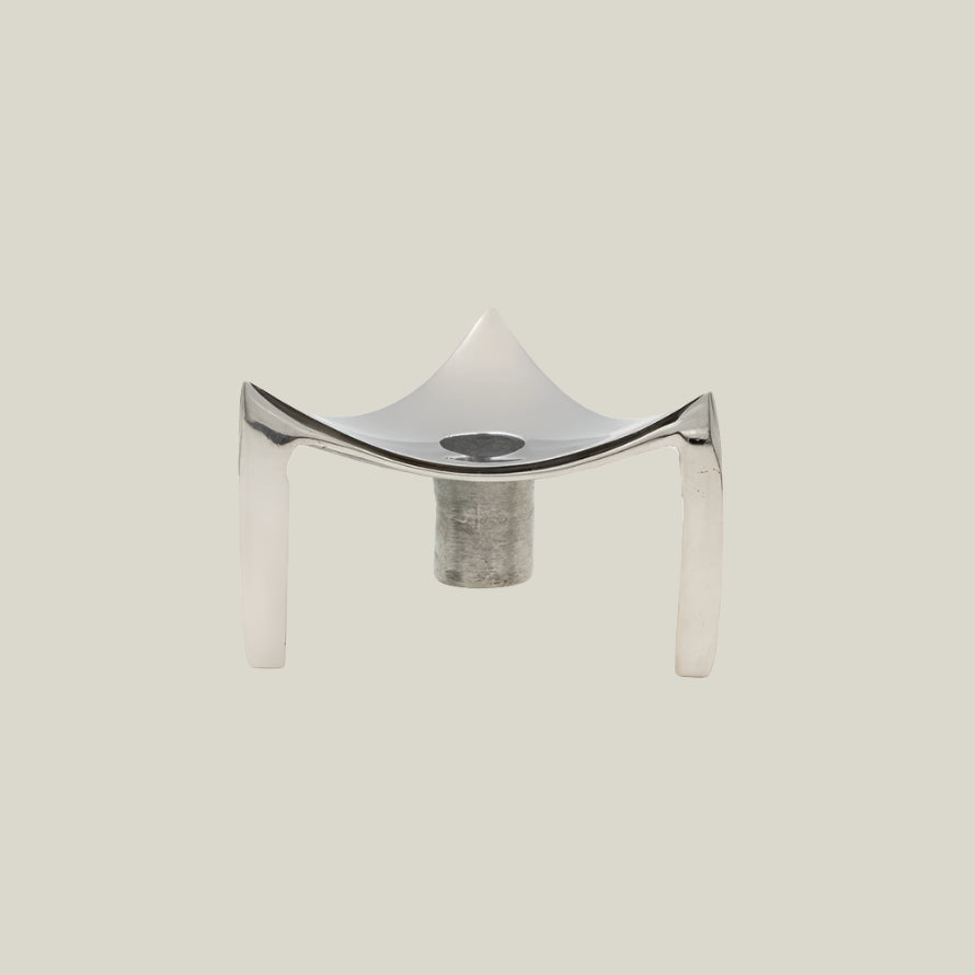 Chrome Triangular Footed Taper Candle Holder