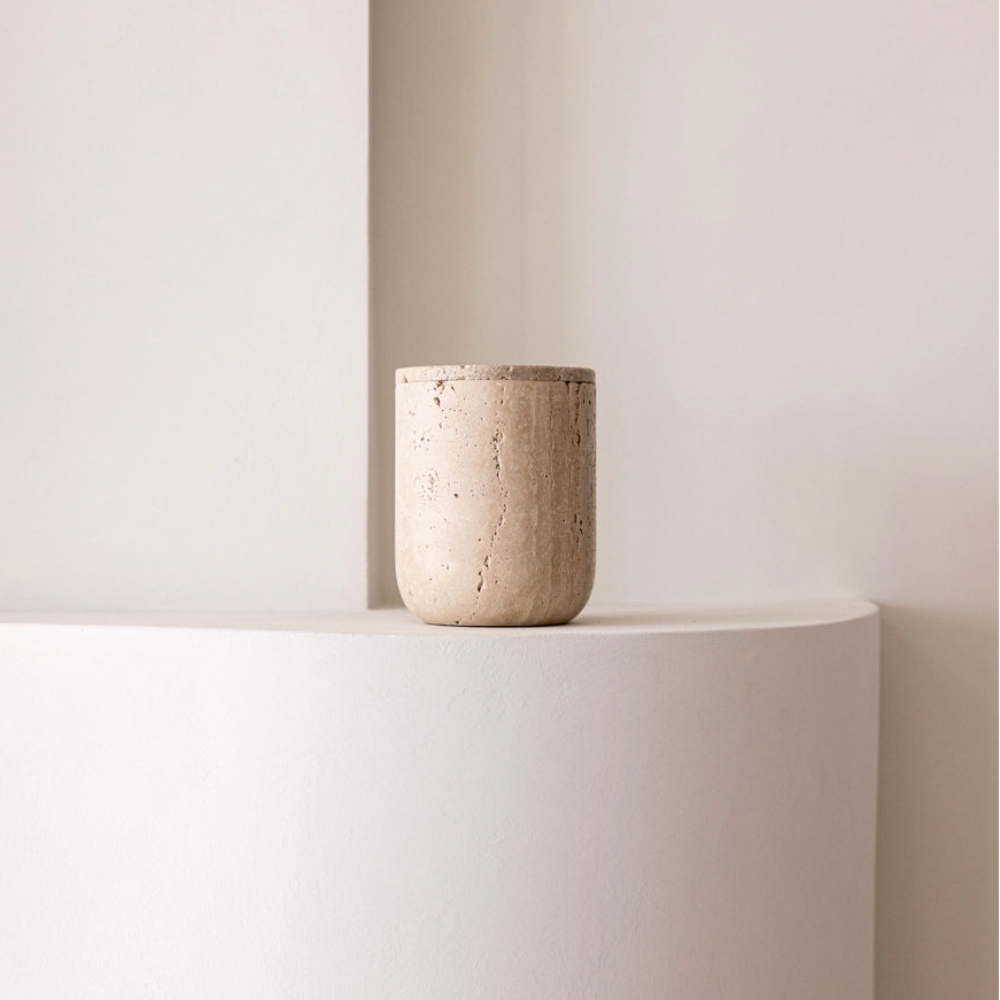 Travertine Lidded Cannister