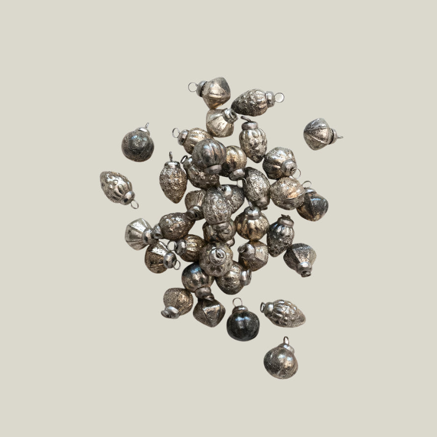 Embossed Mercury Glass Ornaments - Set of 36