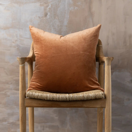 Velvet/Linen Square Burnt Orange Pillow - NO Fringe