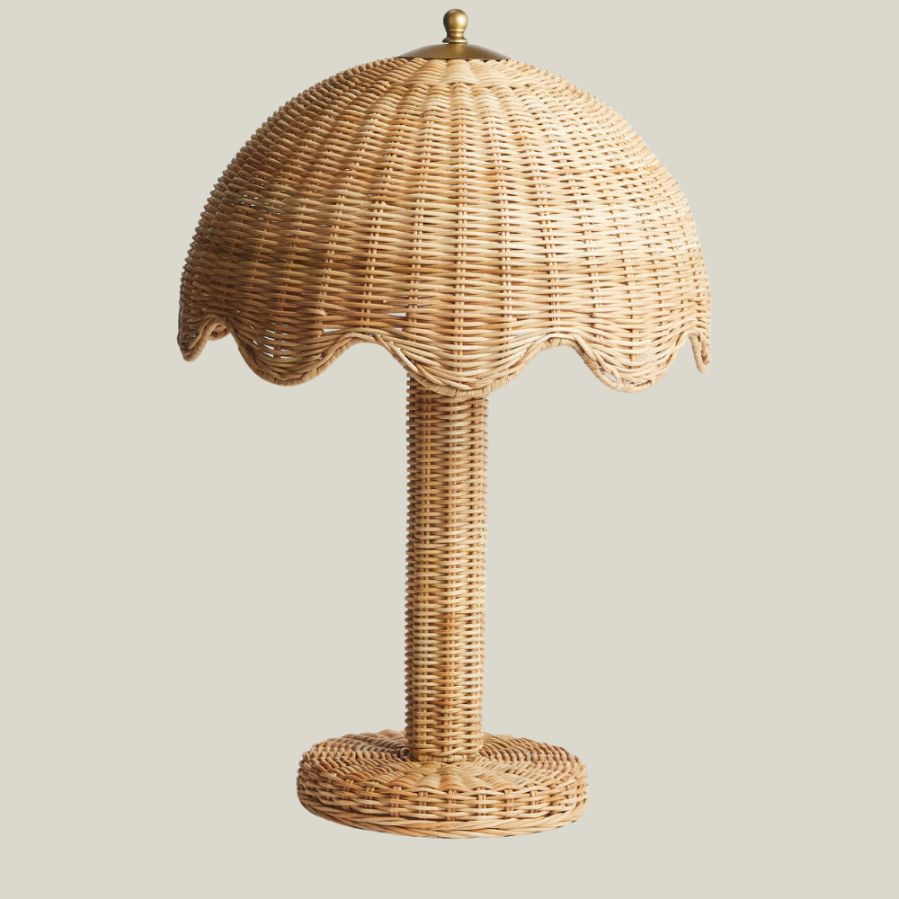 Scalloped Wicker Table Lamp