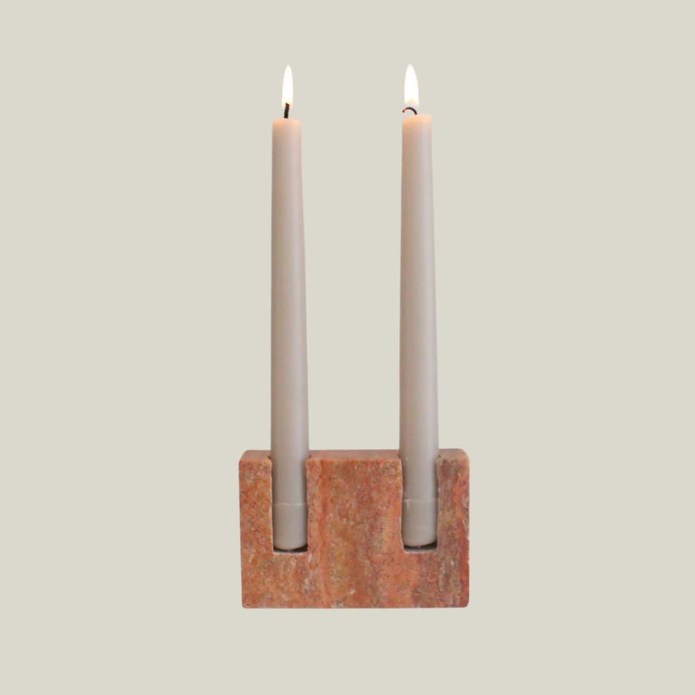 Travertine Candlestick Holder