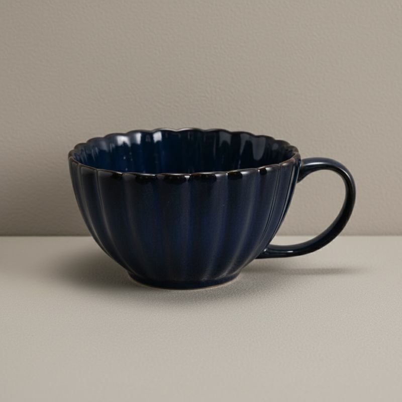 Stoneware Ribbed Mug