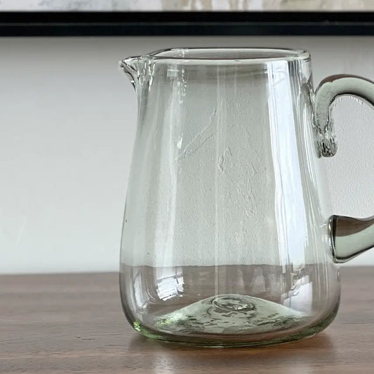 Clear Handblown Glass Pitcher