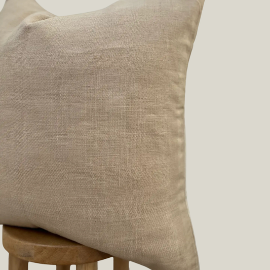 Cream Linen Pillow - 22"x22"
