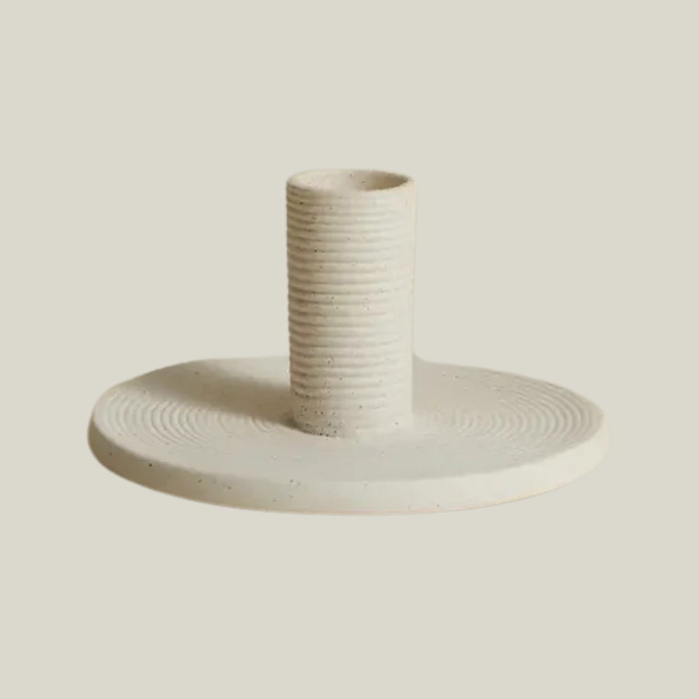 Ivory Wave Taper Candleholder