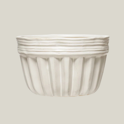 Stoneware Pleated Round Bowl