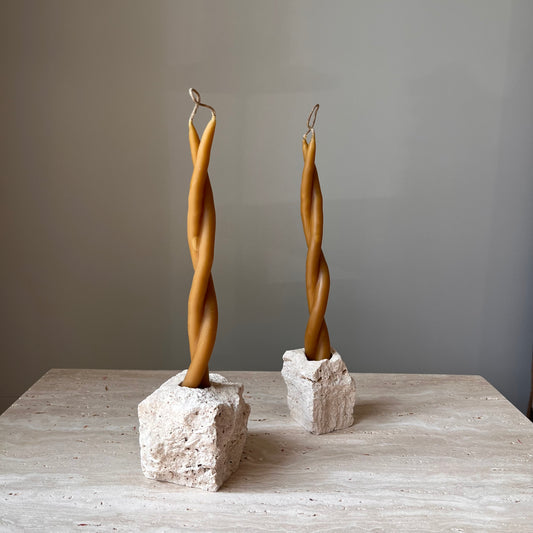 Raw Travertine Candle Holder