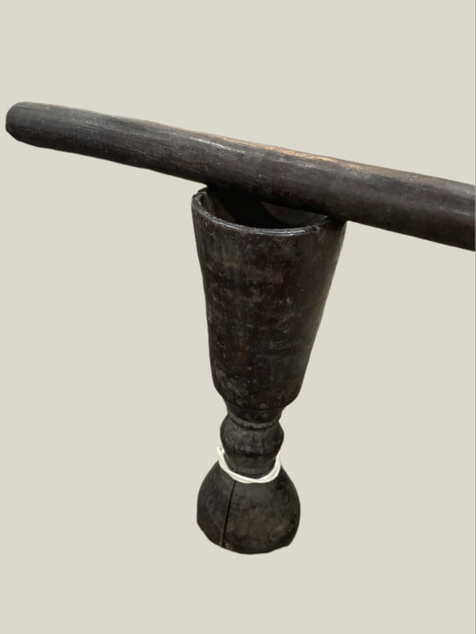 Wood Antique Mortar + Pestle