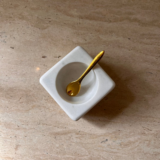 Marble Bowl with Brass Spoon