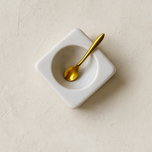 Marble Bowl with Brass Spoon