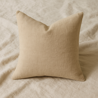 Cream Linen Pillow - 22"x22"