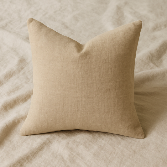 Cream Linen Pillow - 22"x22"
