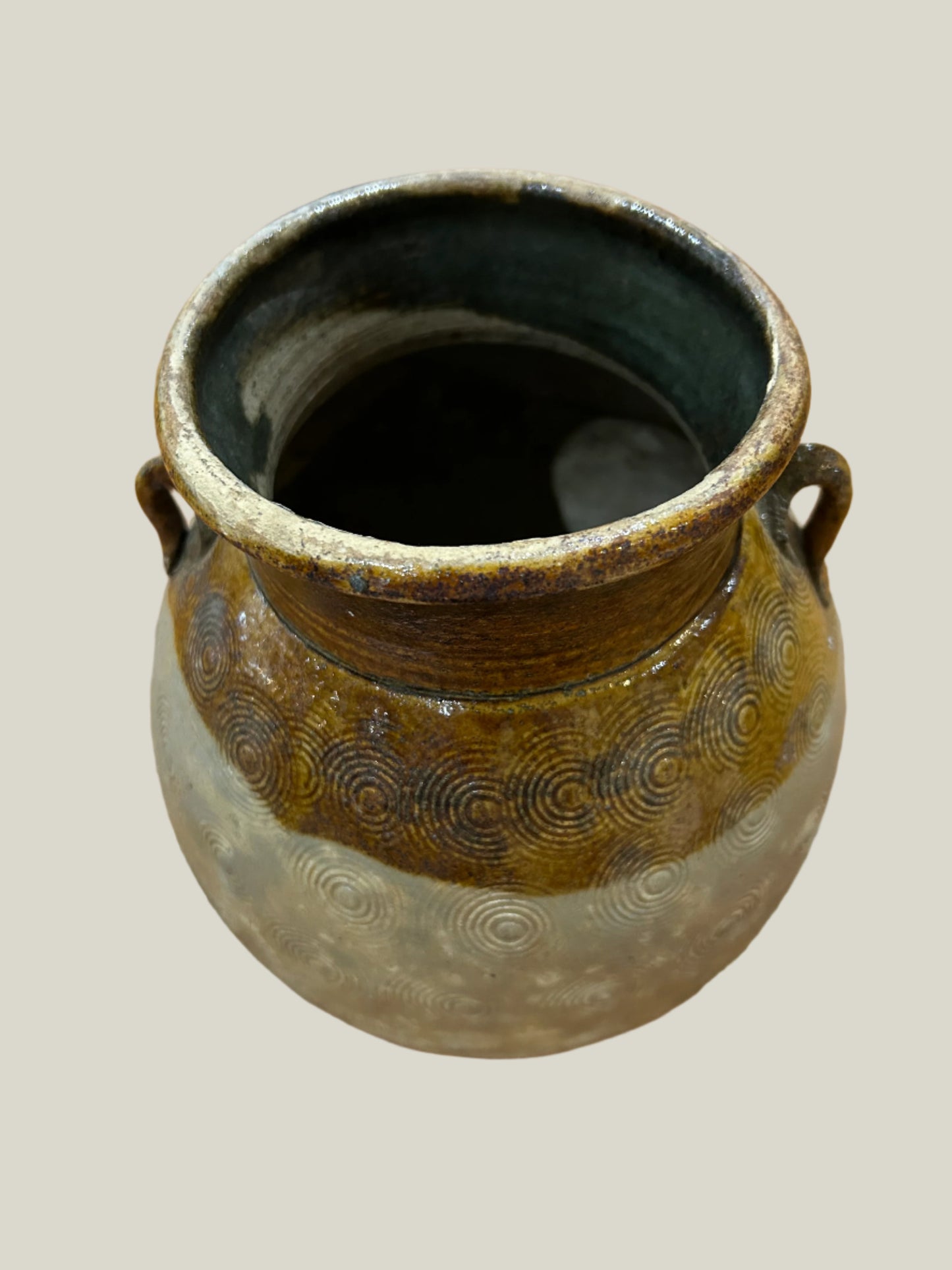 Vintage Glazed Embossed Pot