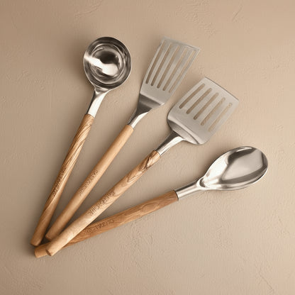 Olive Wood Handle Utensils (Set of 4)