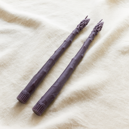 Purple Asparagus Beeswax Taper Candles