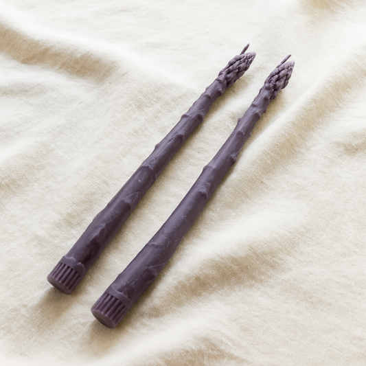 Purple Asparagus Beeswax Taper Candles