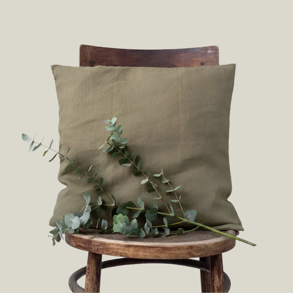Linen Square Martini Olive Pillow