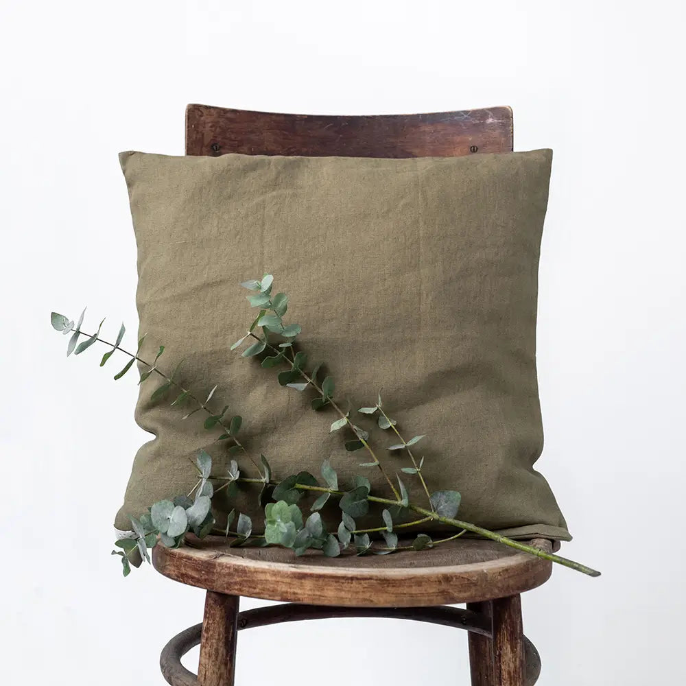 Linen Square Martini Olive Pillow