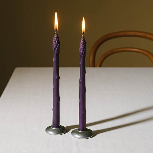Purple Asparagus Beeswax Taper Candles