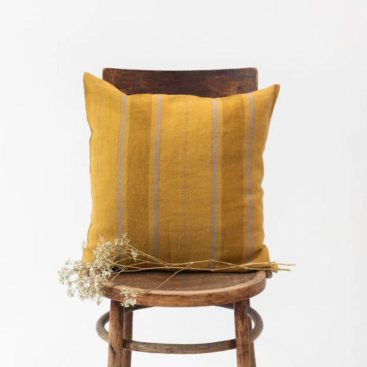 Linen Square Amber Stripes Pillow