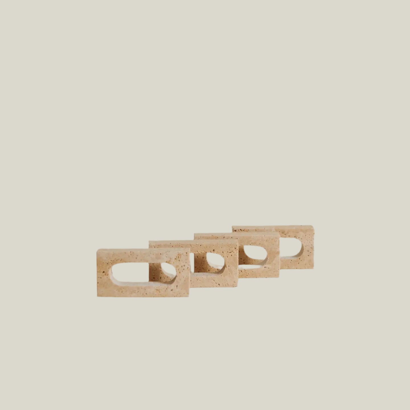 Travertine Rectangular Napkin Rings (Set of 4)
