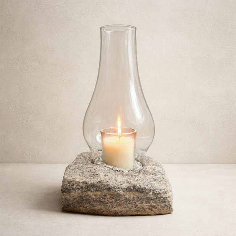 Beach Stone Hurricane Candle Lamp