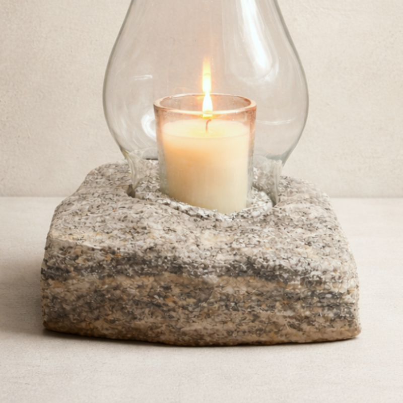 Beach Stone Hurricane Candle Lamp